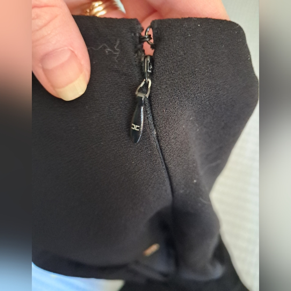 $765 Luxury Elisabetta Franchi Italian Black Strapless Gold Logo Pocket Jumpsuit - Picture 9 of 13